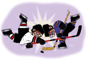 hockey players colliding